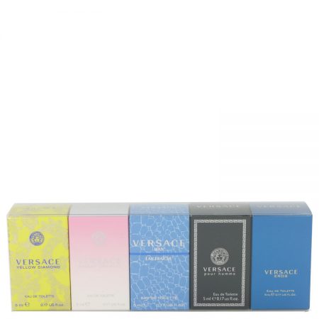 Versace Pour Homme by Versace Gift Set — The Best of Versace Men’s and Women’s Miniatures Collection Includes 4.5ml Versace Eros, 4.5ml Versace Pour Homme, 4.5ml Versace Man Eau Fraiche, 4.5ml Bright Crystal, and 4.5ml Versace Yellow Diamond for Men by 