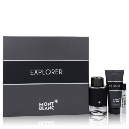 Montblanc Explorer by Mont Blanc Gift Set — 100ml Eau De Parfum Spray + 4.5ml Mini EDP Spray + 100ml Aftershave Balm for Men by 