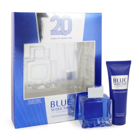 Blue Seduction by Antonio Banderas Gift Set — 100ml Eau DE Toilette Spray + 75ml After Shave Balm for Men by 
